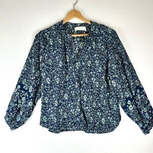 Natalie Martin Floral Button Peasant Tunic Top